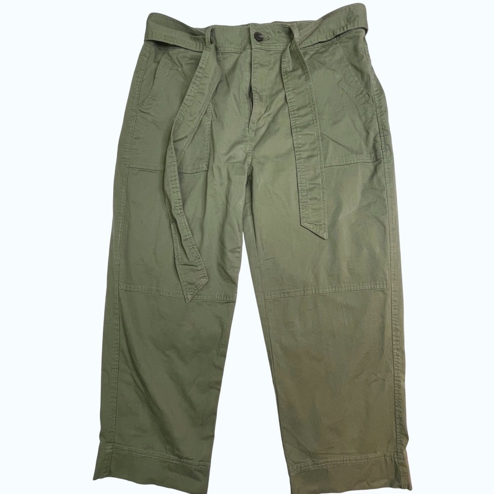 Free Assembly XL Olive Green Utility Wide Leg Cropped Belted Pants